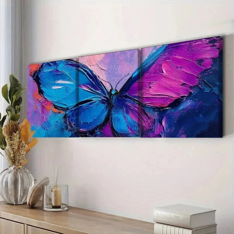 3pcs Abstract Butterfly Colorful Perfect Wall Art Set Canvas Framed 40x60cm - High Quality Print 100% Australian Made Wall Canvas Ready to Hang