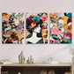 3pcs Abstract Fashion Portraits with Floral Metal Print Ready to Hang Art