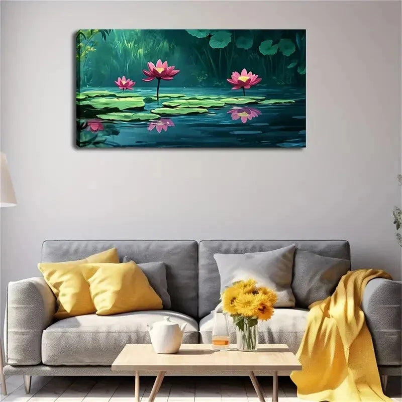 Several Bright Pink for Lotus Wall Art Canvas Office Home Room Framed 120x60cm