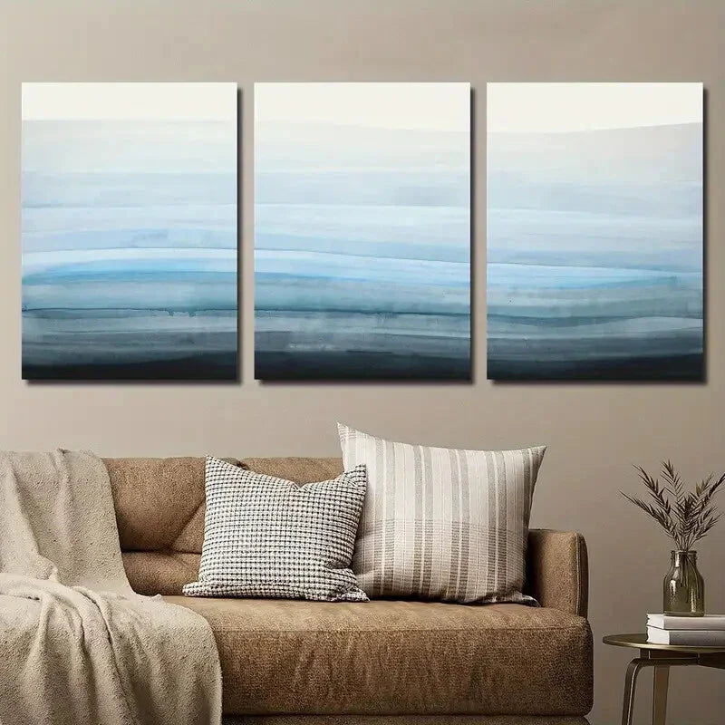 3pcs Abstract Coastal Misty Landscape Wall Art Set Canvas Framed 40x60cm - High Quality Print 100% Australian Made Wall Canvas Ready to Hang