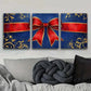 3pcs Art Painting, Golden Red Ribbon Metal Print Ready to Hang Art