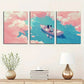 3pcs Romantic Boat with Cloud Metal Print Ready to Hang Art