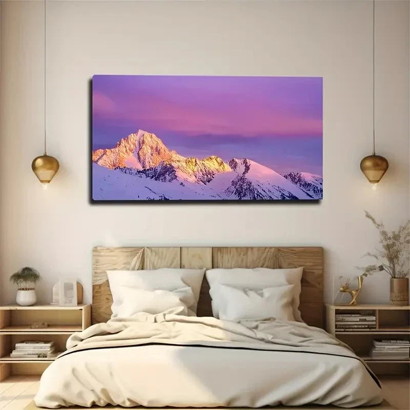 Large Snowy Mountain Style Wall Art Canvas Office Home Room Framed 120x60cm