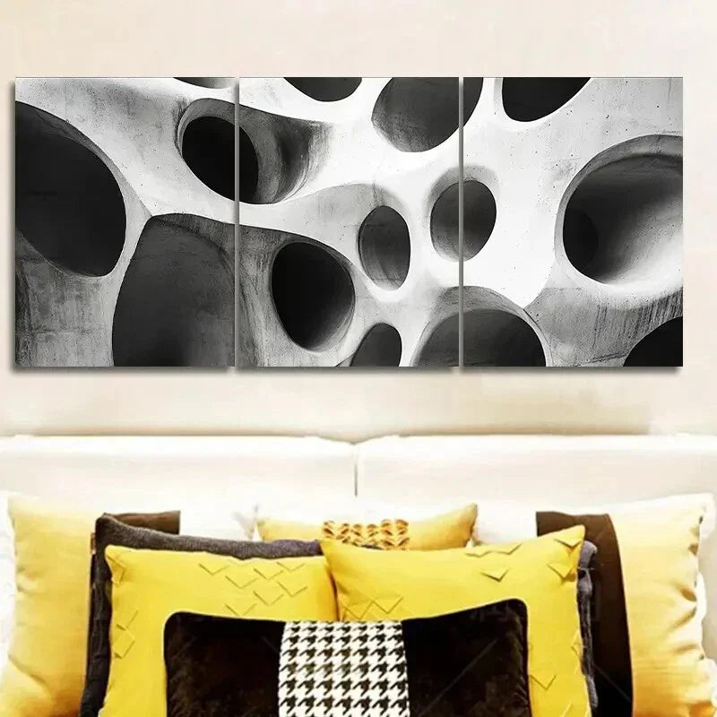 3pcs Organic shaped holes Metal Print Ready to Hang Art