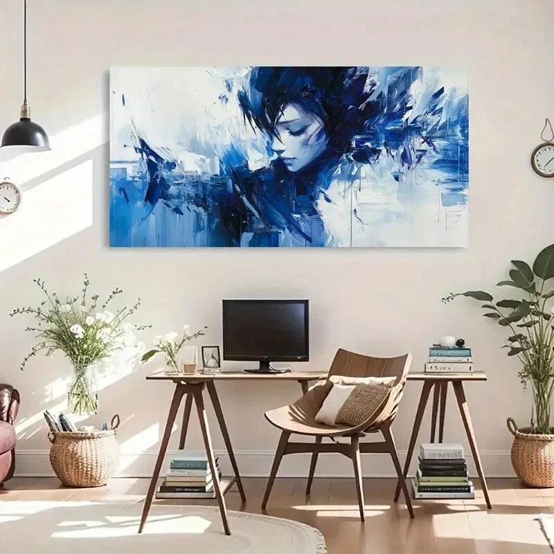 Aesthetic Spring Blue Urban Wall Art Canvas Office Home Room Framed 120x60cm