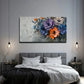 Vibrant Floral Design In Blue Wall Art Canvas Office Home Room Framed 120x60cm