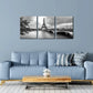 3pcs Paris Tower from Seine Black and White Metal Print Ready to Hang Art