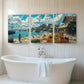 3pcs Serene Fisherman's Shoreline Scene Boats Wall Art Set Canvas Framed 40x60cm - High Quality Print 100% Australian Made Wall Canvas Ready to Hang