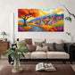 Autumn Village Landscape Wall Art Canvas Office Home Room Framed 120x60cm