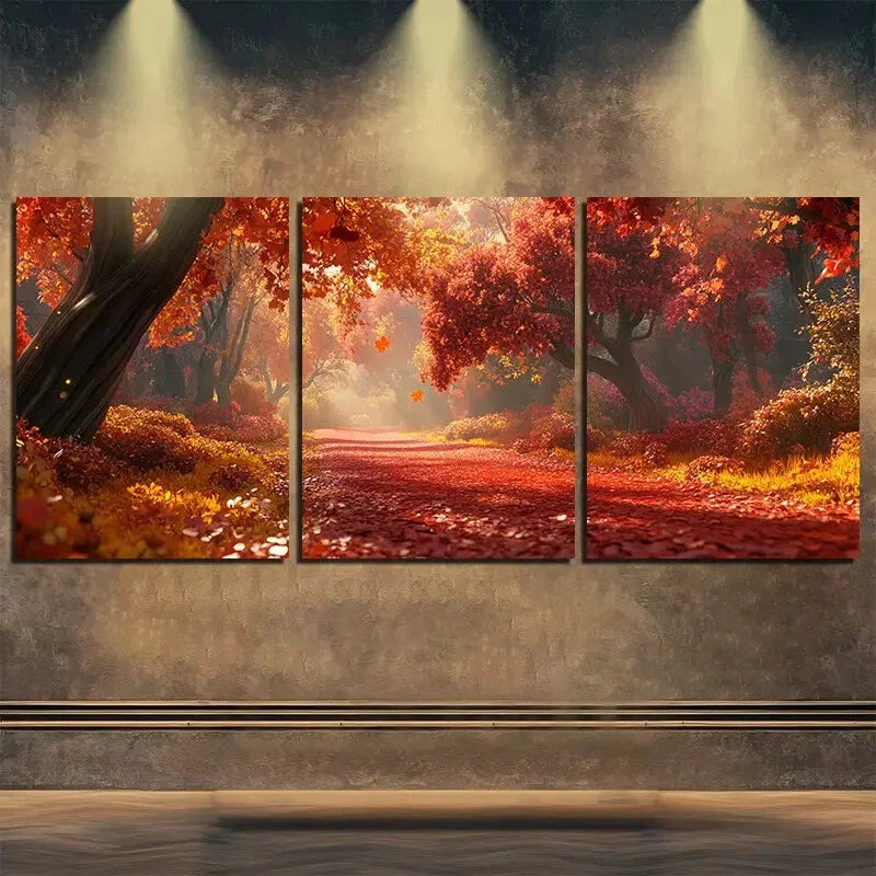 3pcs Autumn Scenery Red Beauty Relax Perfect Wall Art Set Canvas Framed 40x60cm - High Quality Print 100% Australian Made Wall Canvas Ready to Hang