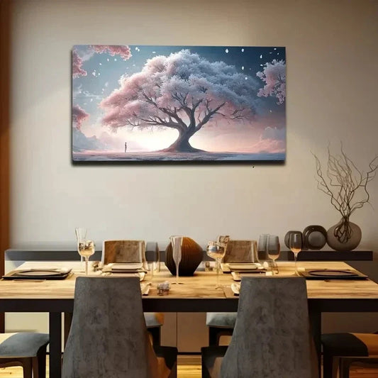 Serene Cherry Blossom Tree Wall Art Canvas Office Home Room Framed 120x60cm