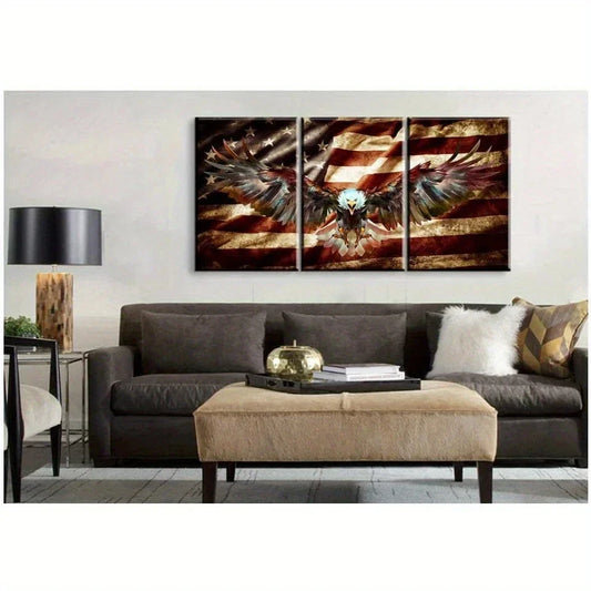 3pcs American Independence Day Bald Painting Metal Print Ready to Hang Art