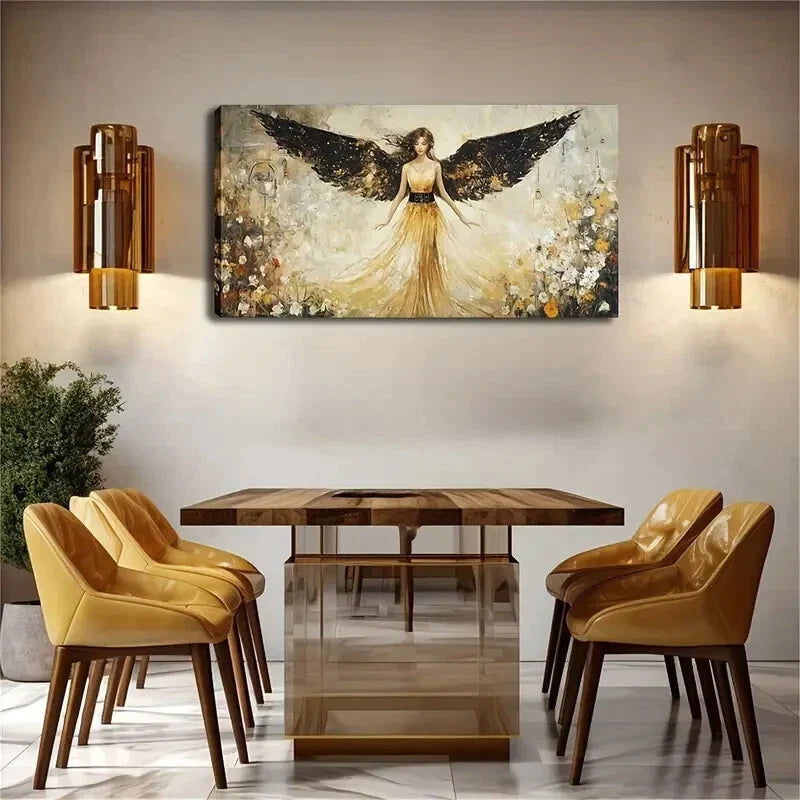 Wings on Her Back and Blooming Wall Art Canvas Office Home Room Framed 120x60cm