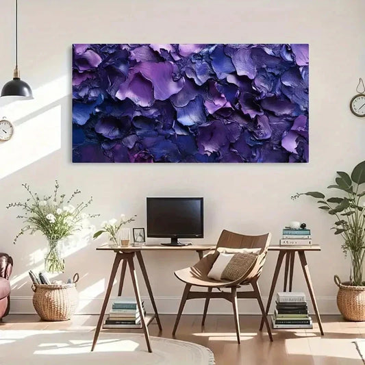 Purple Abstract Swirl Unlively Wall Art Canvas Office Home Room Framed 120x60cm