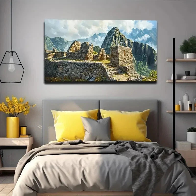 Mayan Civilization Ruins Wall Art Canvas Office Home Room Framed 80x45cm