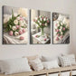 3pcs Tulip Flower Bouquet Botanical Flower Wall Art Set Canvas Framed 40x60cm - High Quality Print 100% Australian Made Wall Canvas Ready to Hang