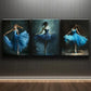 3pcs Blue Ballets Dark Beauty Perfect Colorful Wall Art Set Canvas Framed 40x60cm - High Quality Print 100% Australian Made Wall Canvas Ready to Hang
