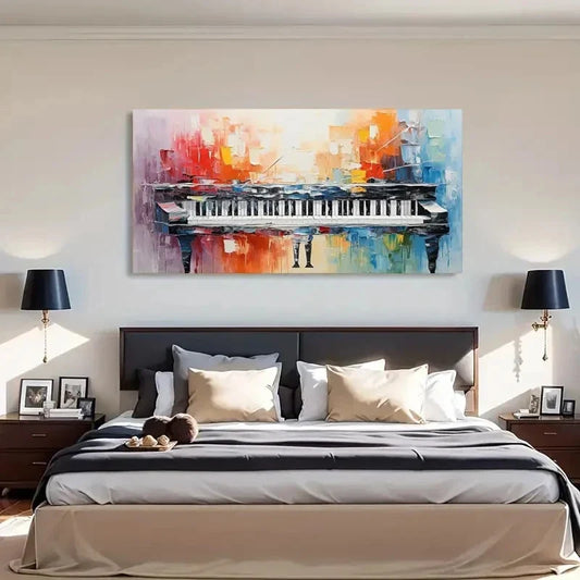 Colorful Abstract Piano Wall Art Canvas Office Home Room Framed 120x60cm