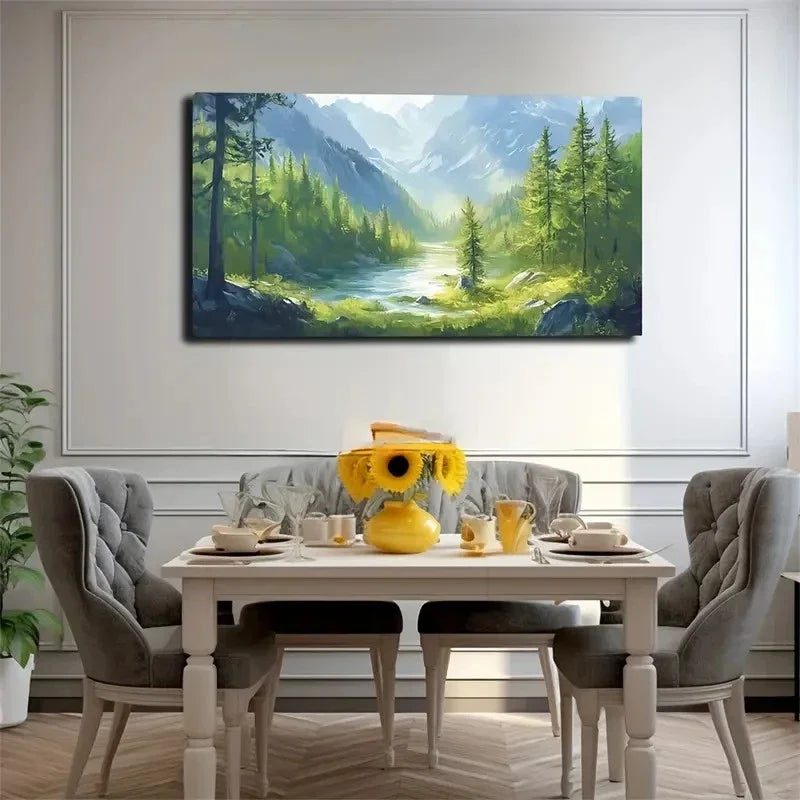 Green Grove Decoration Space Wall Art Canvas Office Home Room Framed 120x60cm