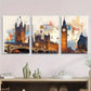 3pcs Modern Abstract Urban Landscape Metal Print Ready to Hang Art