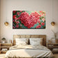 Pink Floral Heart Design Teal Wall Art Canvas Office Home Room Framed 120x60cm