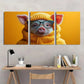 3pcs Whimsical Vibrant Animal Pig Glasses Colorful Metal Print Ready to Hang Art