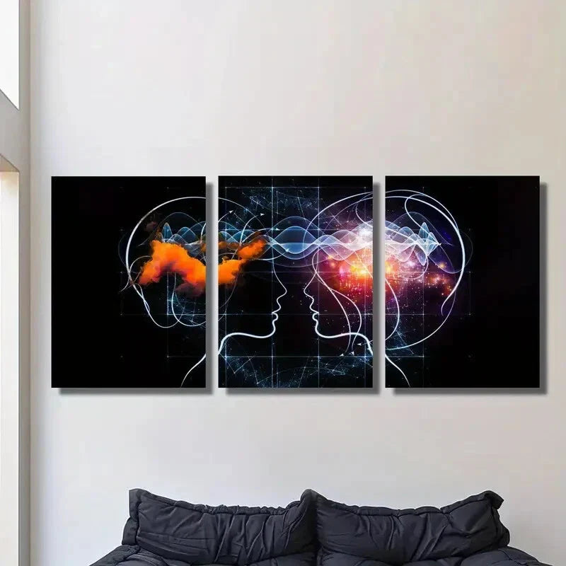 3pcs Abstract Mind Vibration Wall Art Set Canvas Framed 40x60cm - High Quality Print 100% Australian Made Wall Canvas Ready to Hang