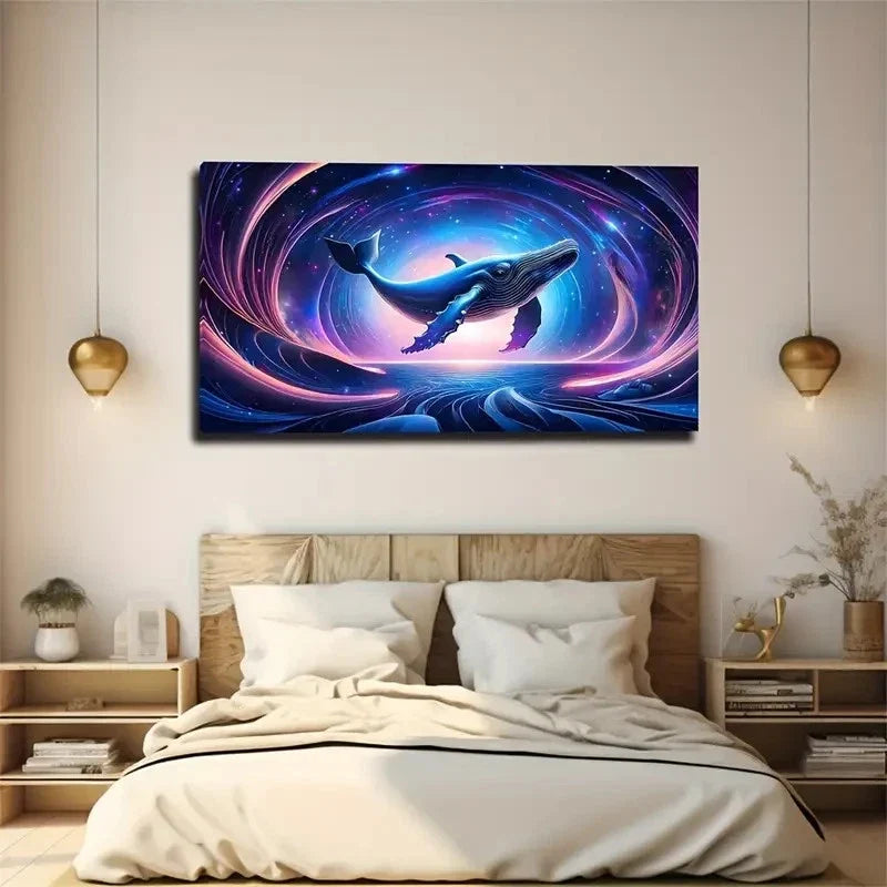 Imaginative Whale Modern Wall Art Canvas Office Home Room Framed 120x60cm