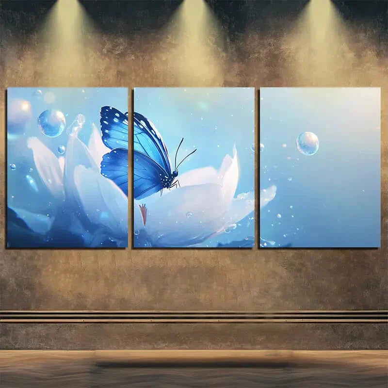 3pcs Serene Floral & Butterfly Design Perfect Wall Art Set Canvas Framed 40x60cm - High Quality Print 100% Australian Made Wall Canvas Ready to Hang