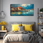 Fishing Boats And Wooden Houses Wall Art Canvas Office Home Room Framed 120x60cm