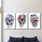3pcs Vibrant Floral Skull Decoration Wall Art Set Canvas Framed 40x60cm - High Quality Print 100% Australian Made Wall Canvas Ready to Hang