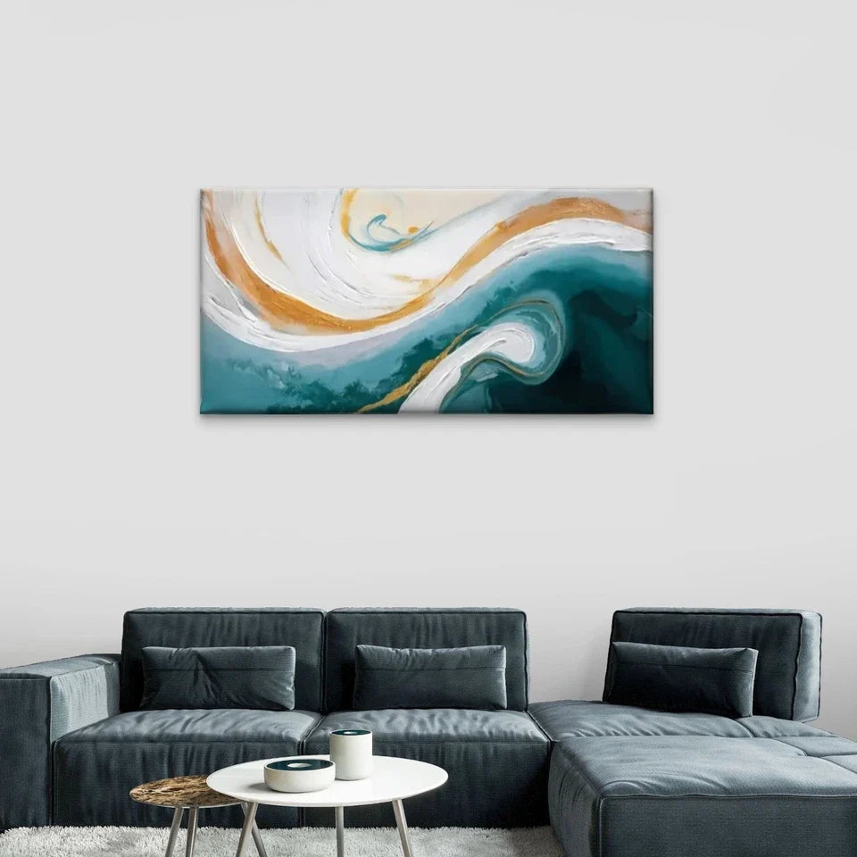 Abstract Painting Abstract Wall Art Canvas Office Home Room Framed 80x45cm