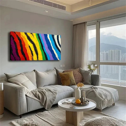 Multicolor Brushstrokes Décor Wall Art Canvas Office Home Room Framed 120x60cm