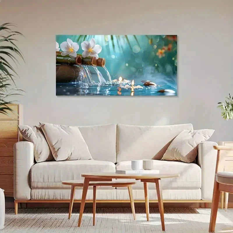 Serene Bamboo Forest & Orchid Z Wall Art Canvas Office Home Room Framed 80x45cm