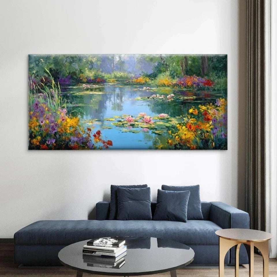 Vibrant Flower Landscape Wall Art Canvas Office Home Room Framed 120x60cm