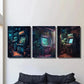 3pcs Retro Arcade Nostalgic Gaming Scenery Wall Art Set Canvas Framed 40x60cm - High Quality Print 100% Australian Made Wall Canvas Ready to Hang