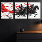 3pcs Running Black Horse Red Theme Metal Print Ready to Hang Art