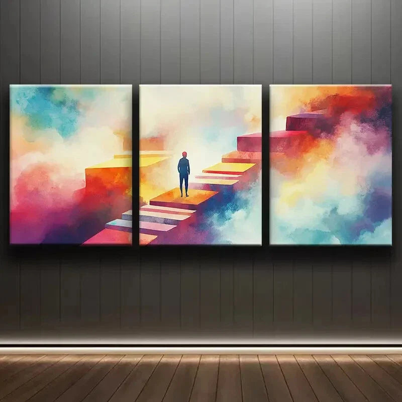 3pcs The for Man at the Top Alone Perfect Wall Art Set Canvas Framed 40x60cm - High Quality Print 100% Australian Made Wall Canvas Ready to Hang