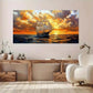 Sailboats On Sunset Sea Wall Art wall canvas office home room framed 120x60cm