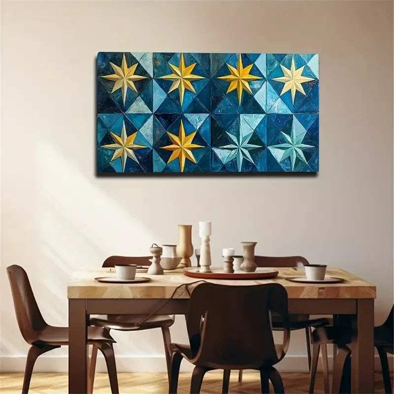 Deep Blue Light Blue Gradient Wall Art Canvas Office Home Room Framed 120x60cm