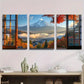 3pcs Vibrant Fall Foliage & Misty Mountain Scene Metal Print Ready to Hang Art