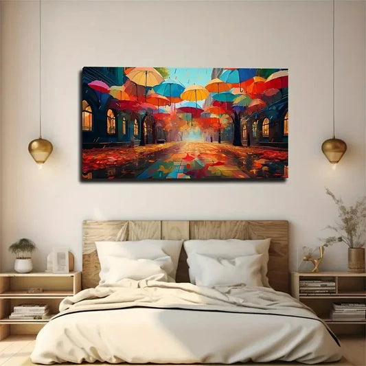 Colorful Umbrella Suitable Wall Art Canvas Office Home Room Framed 120x60cm