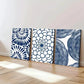 3pcs Abstract Geometric Navy Blue Floral Design Wall Art Set Canvas Framed 40x60cm - High Quality Print 100% Australian Made Wall Canvas Ready to Hang