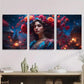 3pcs Ethereal Floral Crowned Woman Metal Print Ready to Hang Art