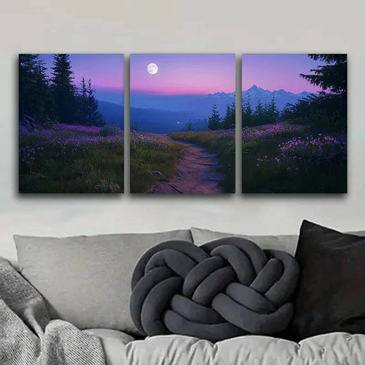 3pcs The path up the hill Art Painting Metal Print Ready to Hang Art