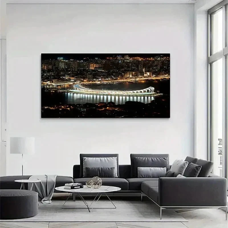 Modern Cityscape Night View Wall Art Canvas Office Home Room Framed 120x60cm