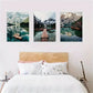 3pcs Mountain Lake Scenery with Canoes Wall Art Set Canvas Framed 40x60cm - High Quality Print 100% Australian Made Wall Canvas Ready to Hang