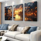 3pcs Venice Canals at Sunset Triptych Wall Art Set Canvas Framed 40x60cm - High Quality Print 100% Australian Made Wall Canvas Ready to Hang
