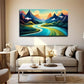 Abstract Mountain River Sunset Wall Art Canvas Office Home Room Framed 120x60cm