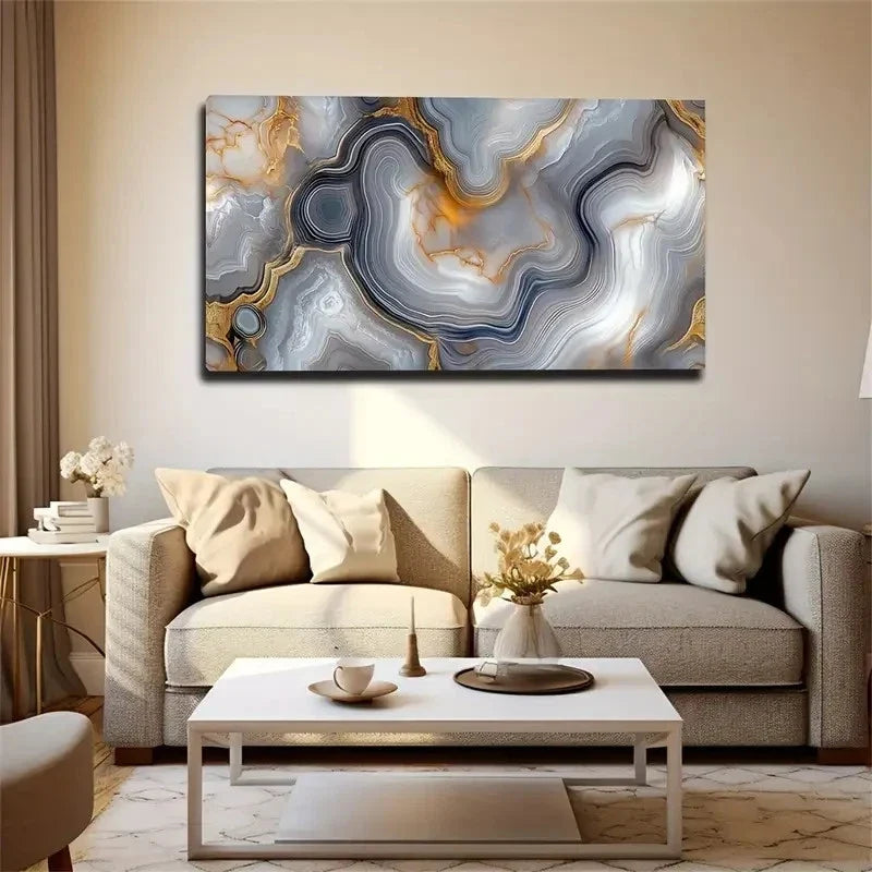 Elegant Marble Design Wall Art Canvas Office Home Room Framed 120x60cm